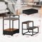 Rustic Brown Dog Window Perch with 2-Step Stairs & Storage Drawer - Elevated Pet Bed for Small Dogs/Cats, Non-Slip Stairs for Beds, Couches - Safe Climbing Platform